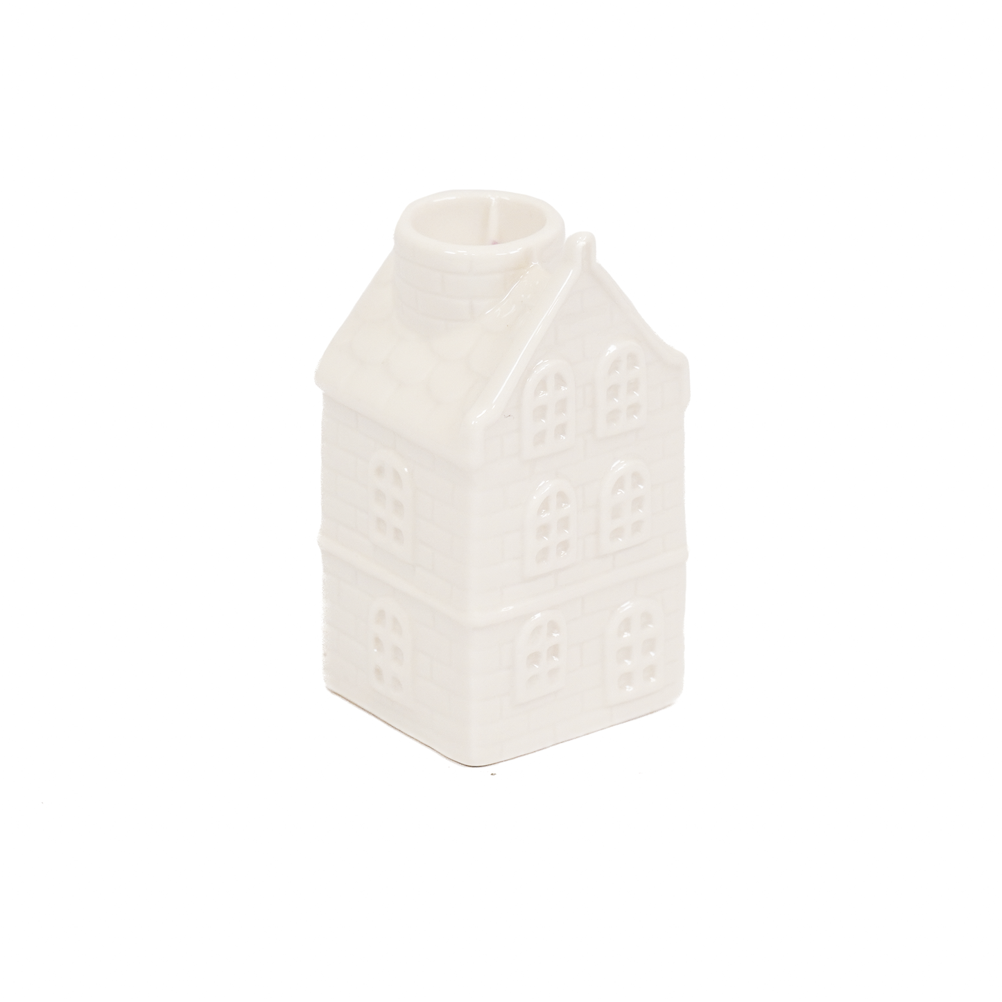 Candle holder - House - Ceramics - White - 6x5,5x11cm