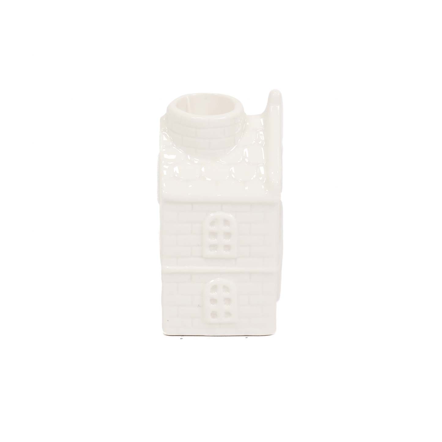 Candle holder - House - Ceramics - White - 6x5,5x11cm