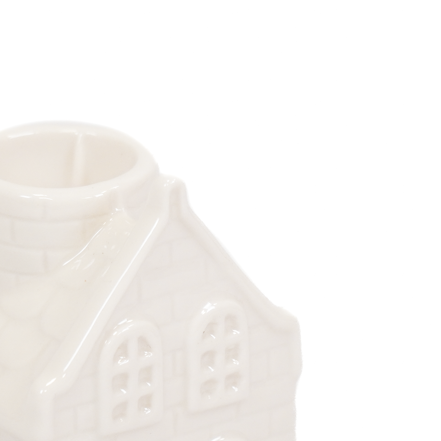 Candle holder - House - Ceramics - White - 6x5,5x11cm