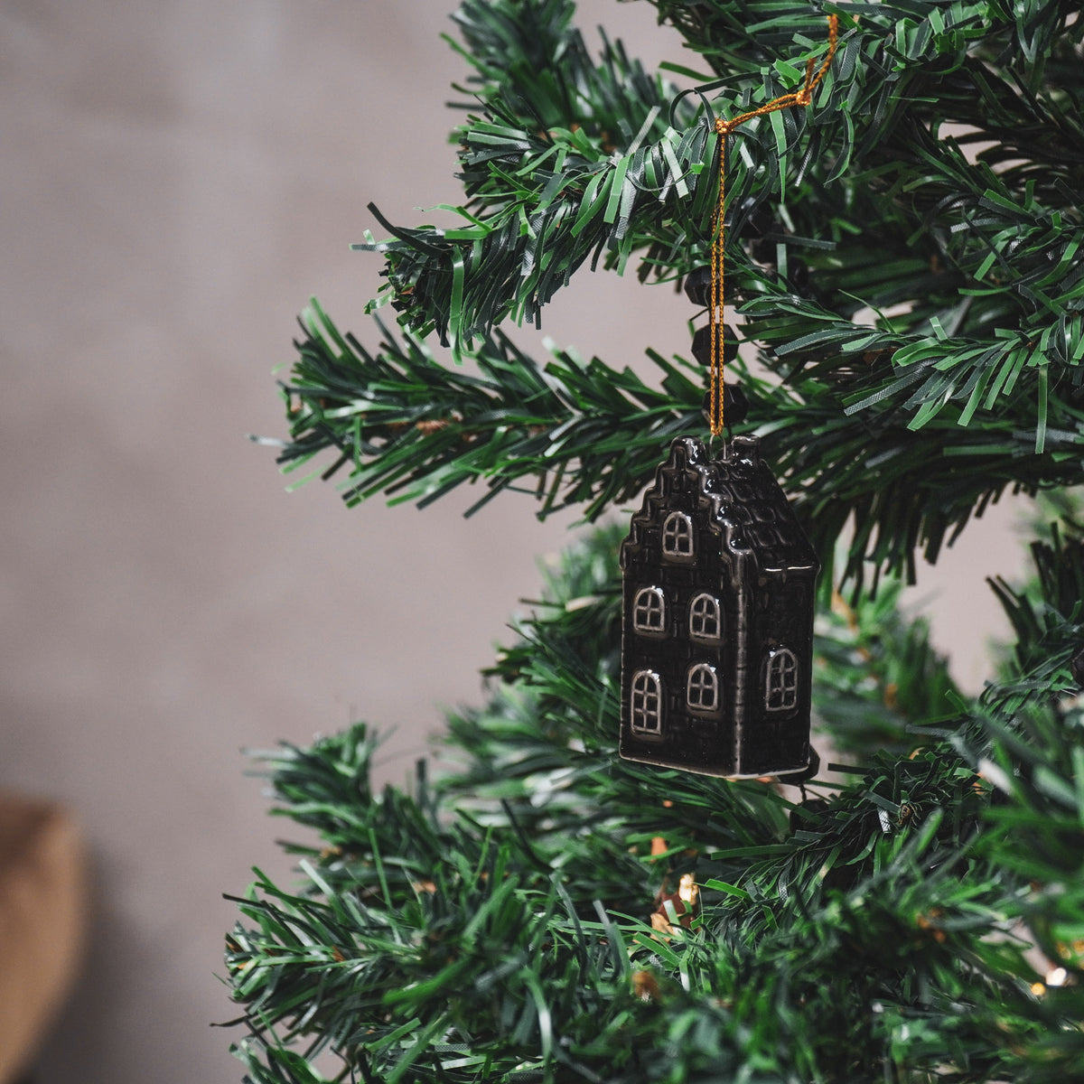 Xmas Hanger - House - Ceramics - Black - 3,5x2x6,5cm