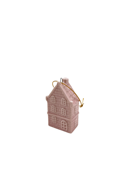 Xmas Hanger - House - Ceramics -  Light Pink - 3,5x2x6,5cm