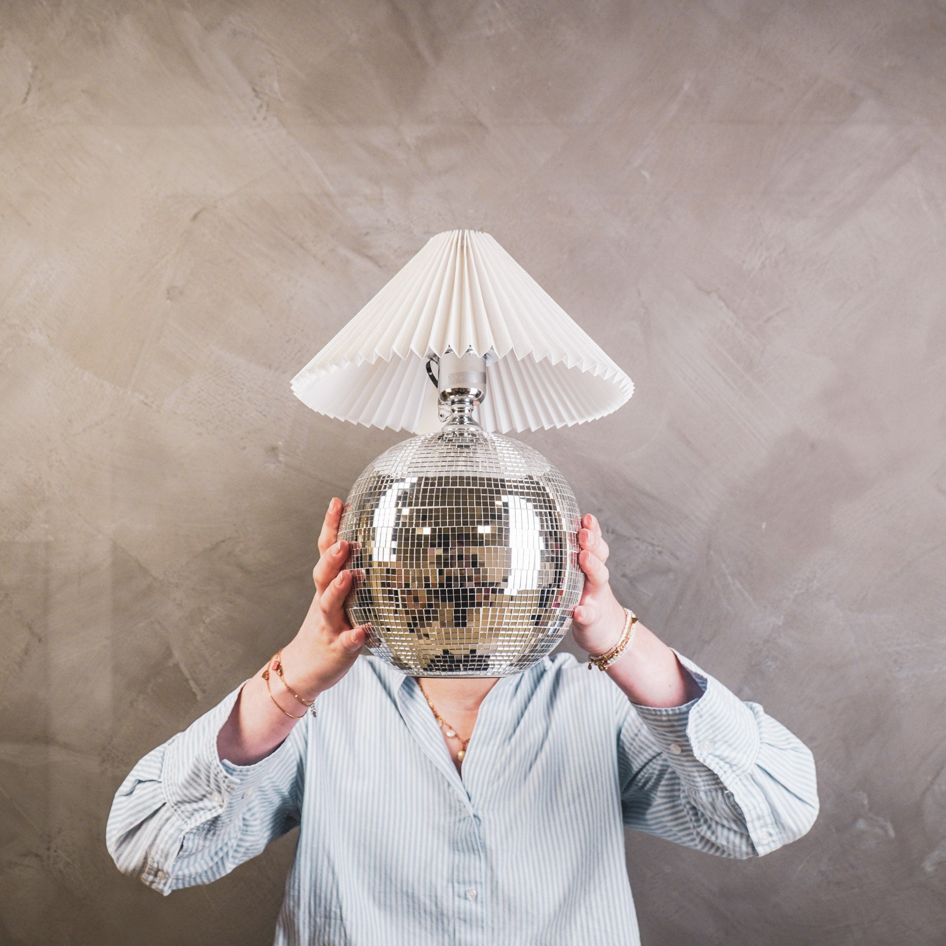 Lamp - Table Lamp Disco ball - Glass - Silver - 20x20x20cm