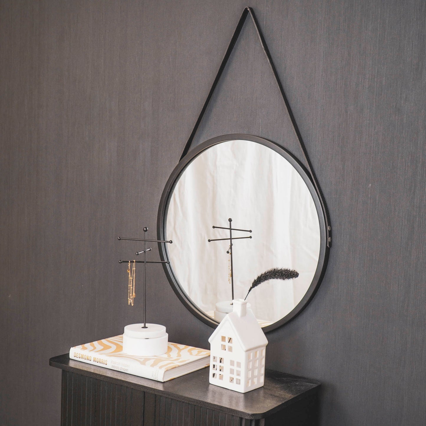 Mirror - Round - Metal - Black - 50x2,5x50cm