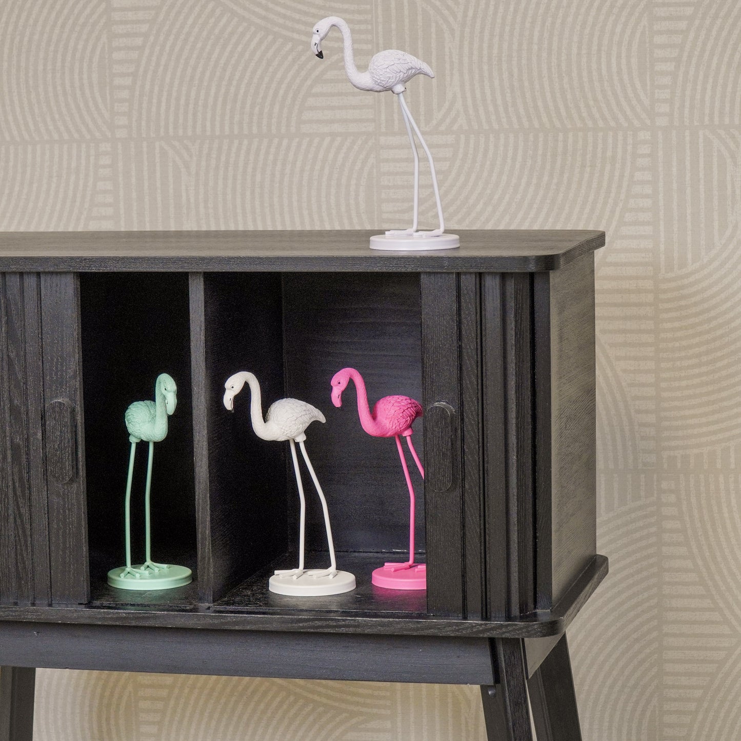 Ornament - Flamingo - Metal - Sand - 9x7,5x19,5cm