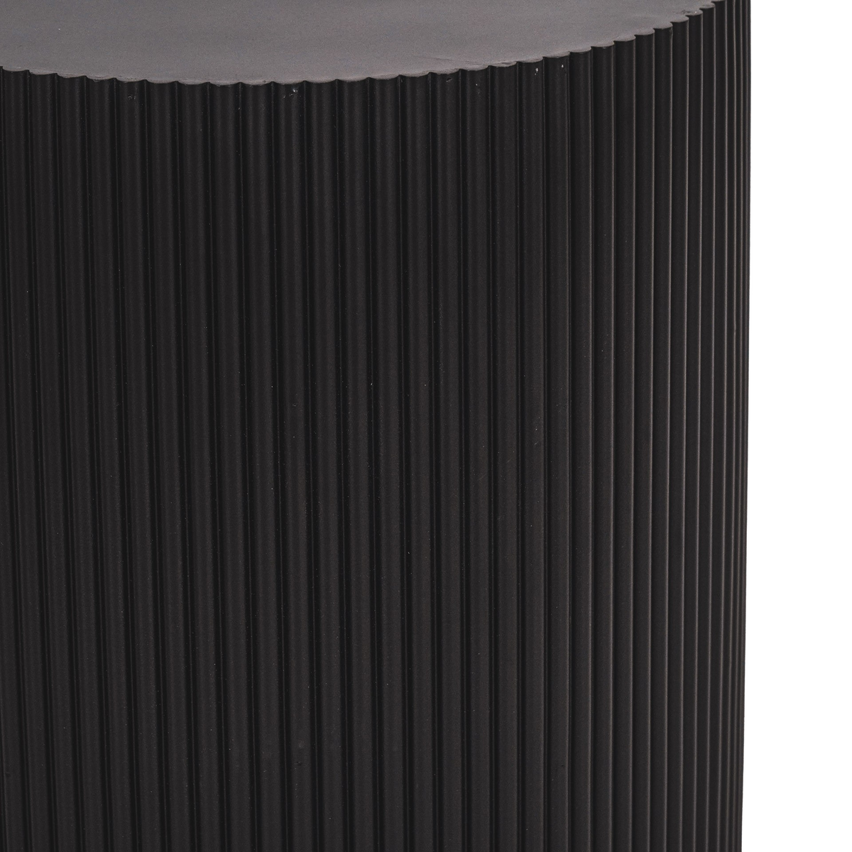 Round Side Table – Ribbed Cylinder Design – MDF – Black– 30x54cm