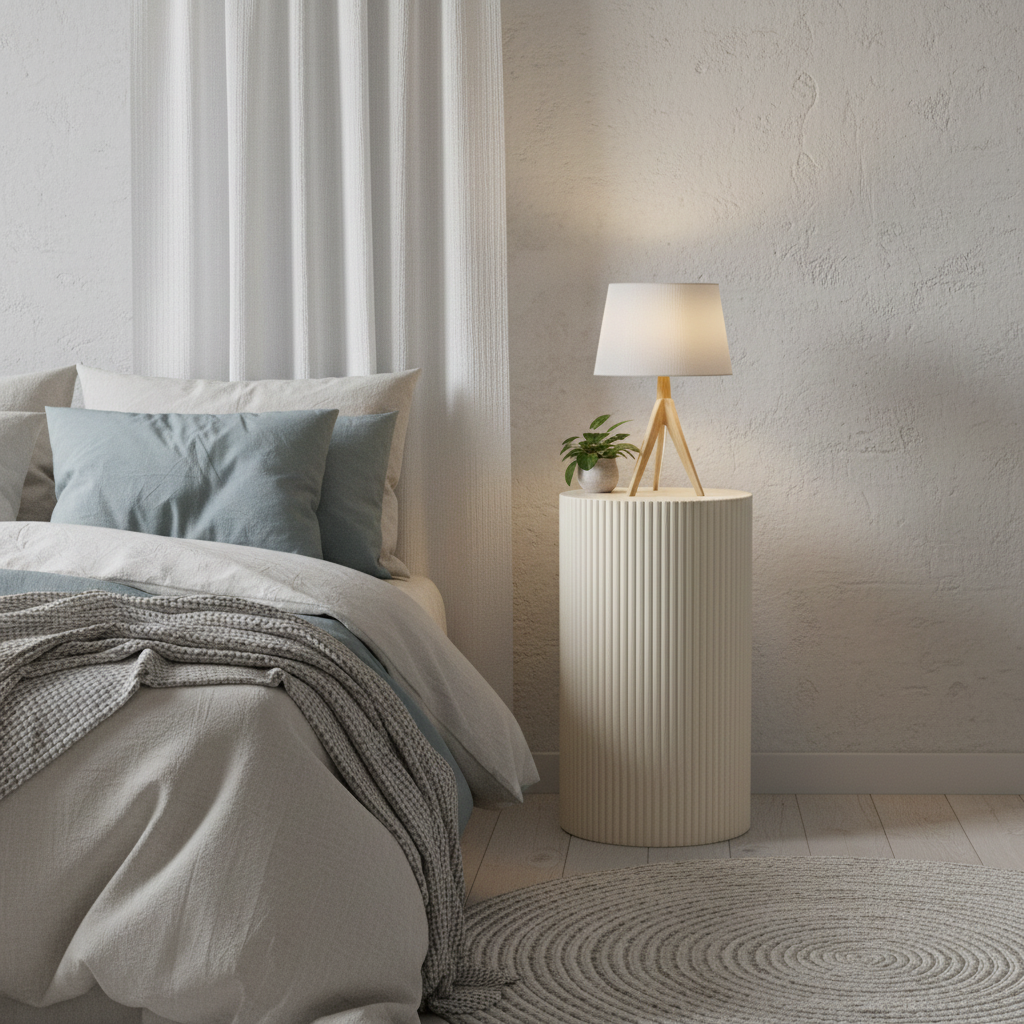 Side Table / Pillar- Cylinder - MDF - Sand - 30x54cm