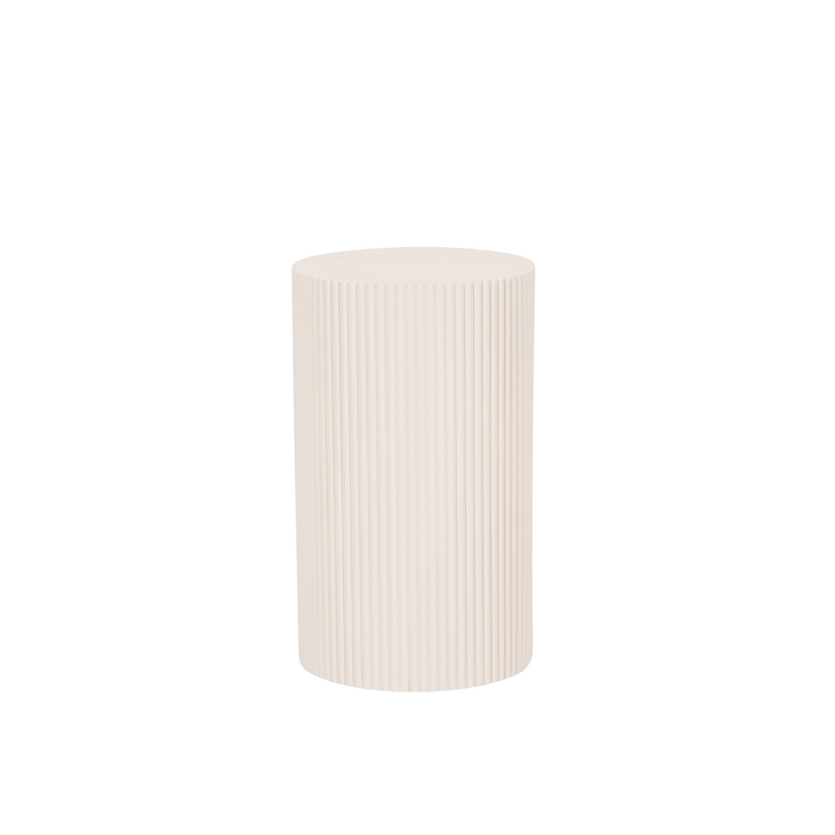 Round Side Table – Ribbed Cylinder Design – MDF – Sand – 30x54cm