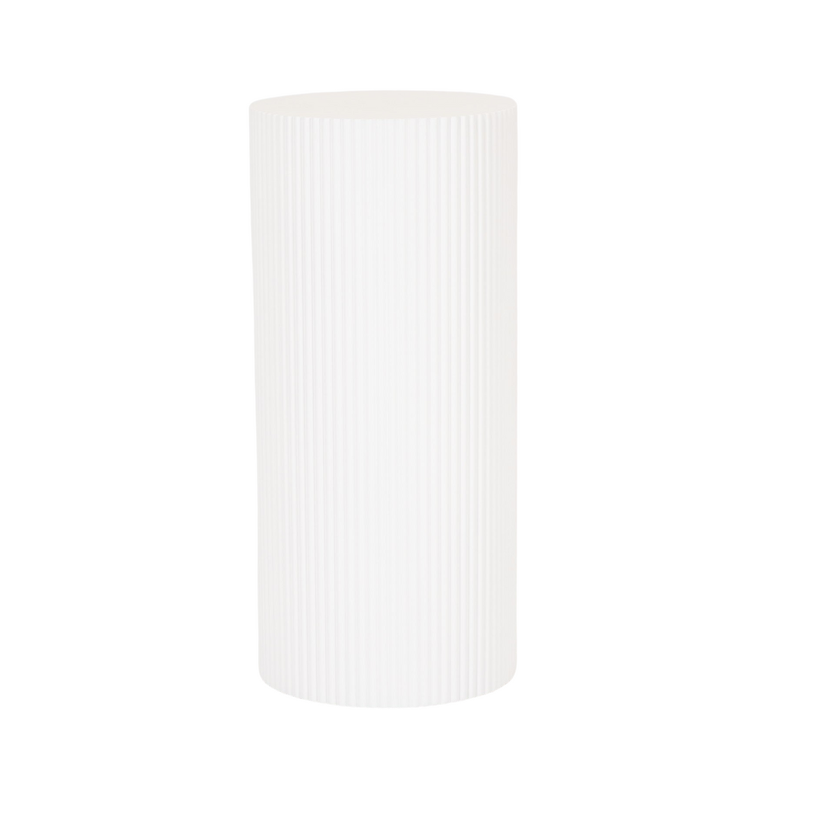 Round Side Table – Ribbed Cylinder Design – MDF – White – 30x65cm