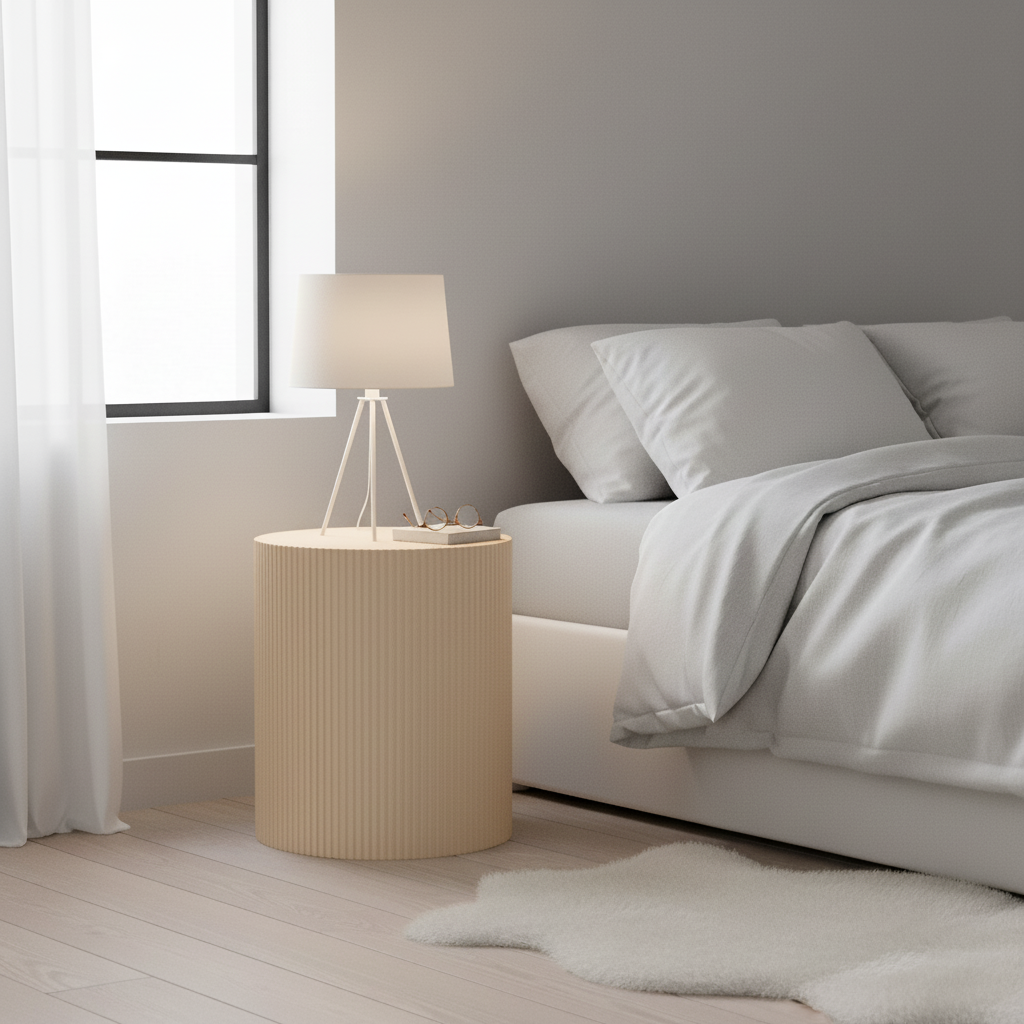 Side Table - Cylinder- MDF - Sand - 39x45cm