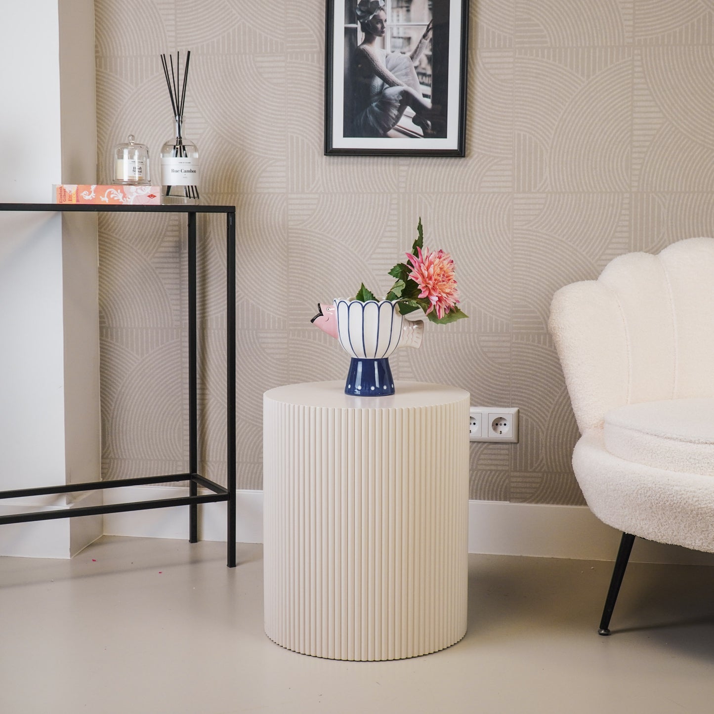 Side Table - Cylinder- MDF - Sand - 39x45cm