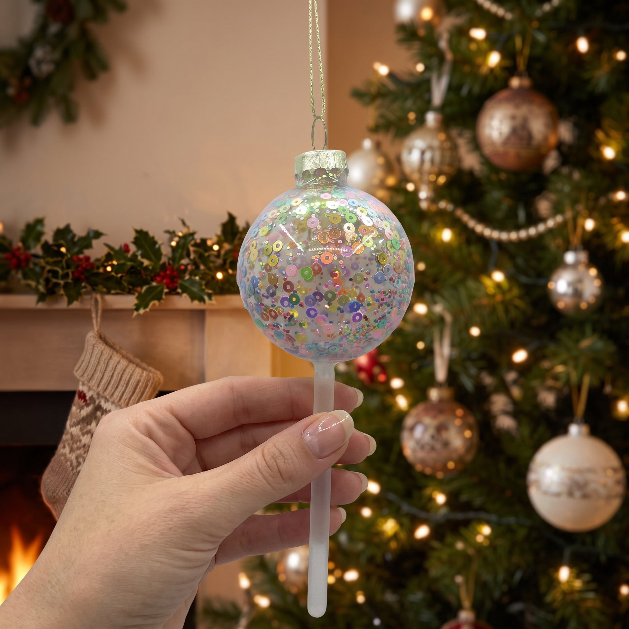 Ornament - Xmas hanger - Lol Pop - Glass - 5x5x13,5cm