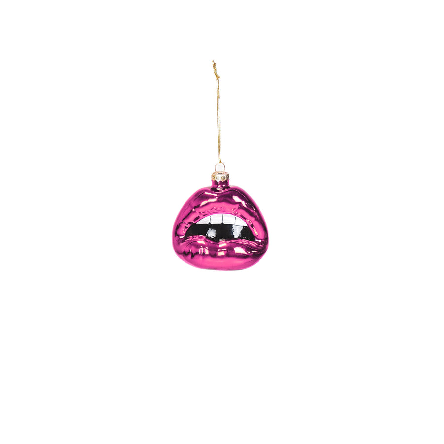 Ornament - Xmas hanger - Lip - Glass - Pink - 8,5x3,5x8,5cm