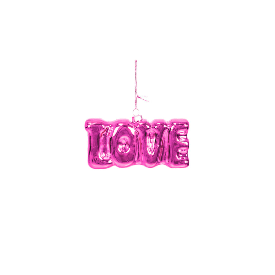 Ornament - Xmas Hanger - Love- Pink - Glass - 4,5x3,5x7,5cm
