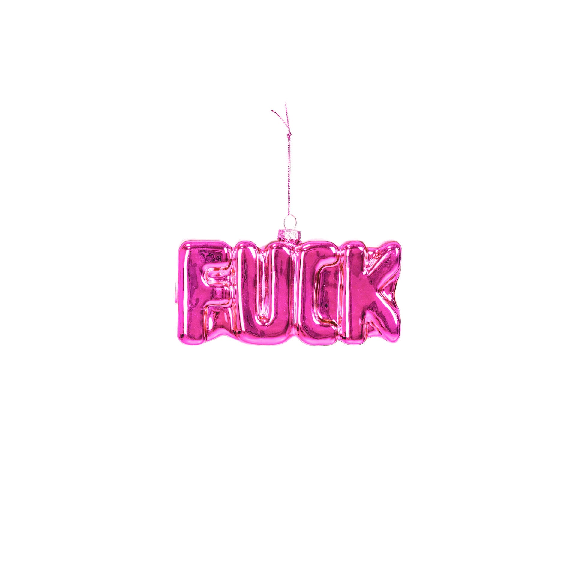 Ornament - Xmas Hanger - Fuck - Pink - Glass - 4,5x3,5x7,5cm