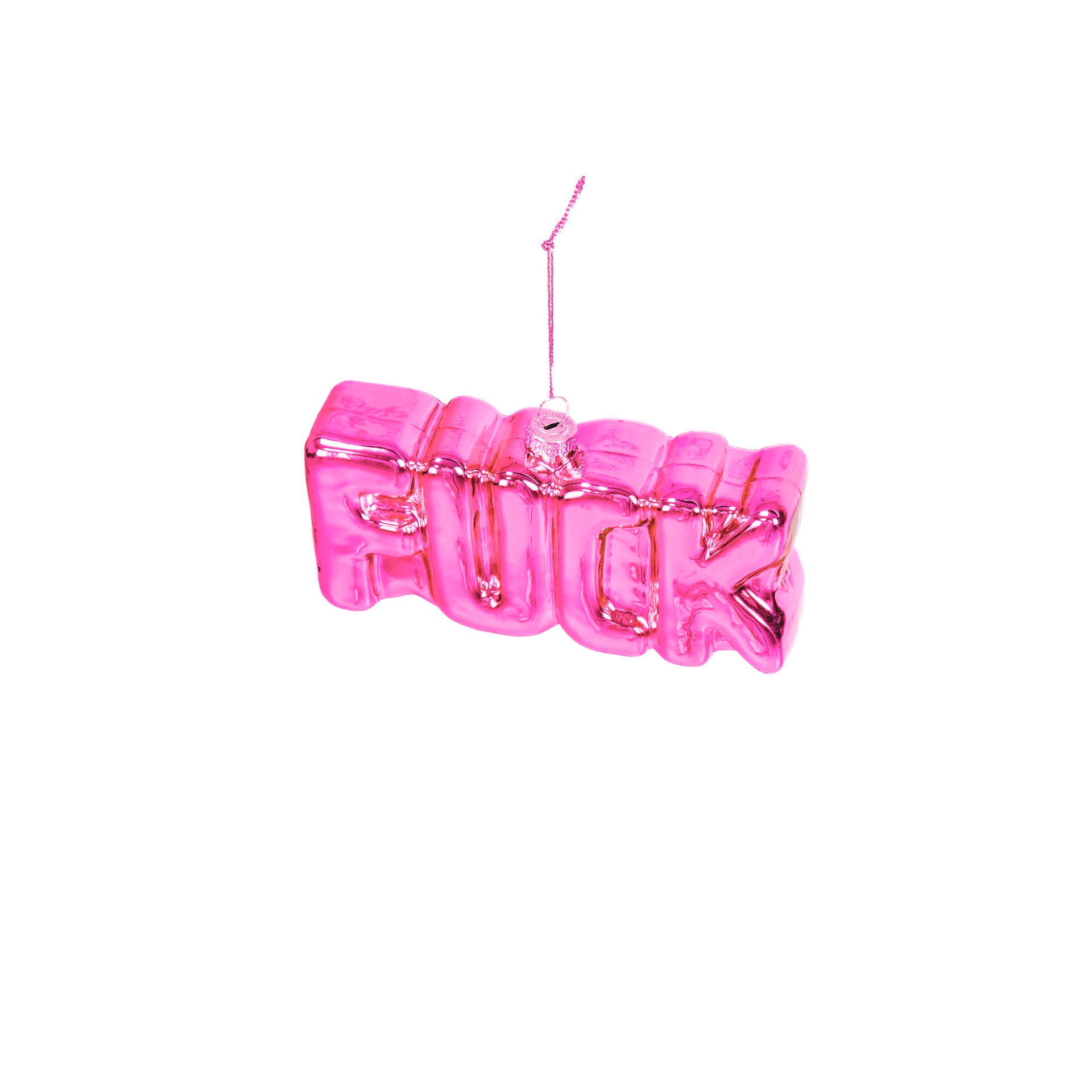 Ornament - Xmas Hanger - Fuck - Pink - Glass - 4,5x3,5x7,5cm