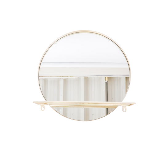 Mirror - Round - Metal - With Shelf - Sand- Ø40cm