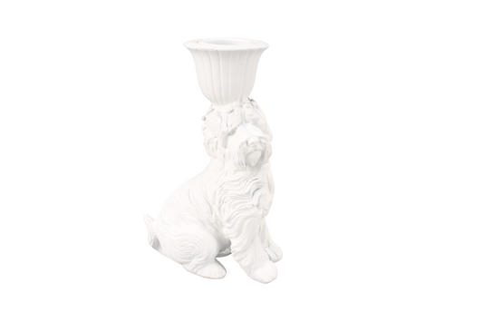 Candle holder - Labradoodle - Polyresin - White - 4x9x13cm