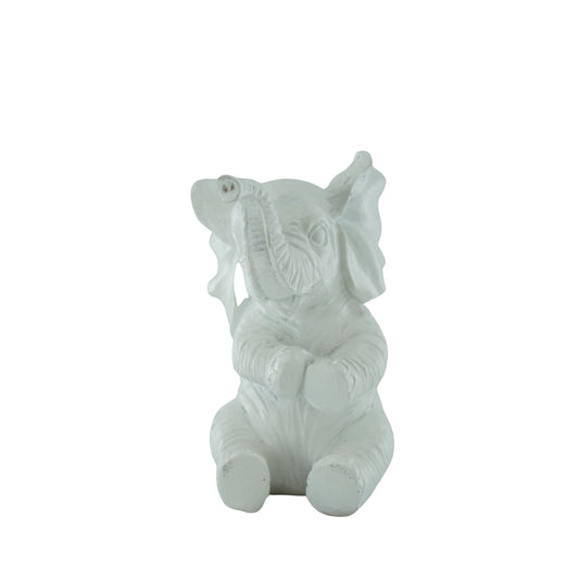 Ornament - Elephant - Polyresin - White - 7x7x11cm