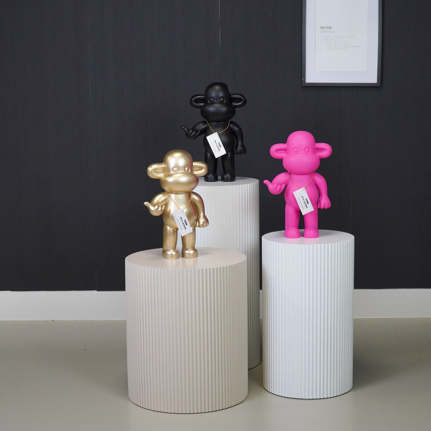 Ornament - Hang Loose Monkey Figurine 'The Legend' - Polyresin - Black - 20,5x13,5x35cm