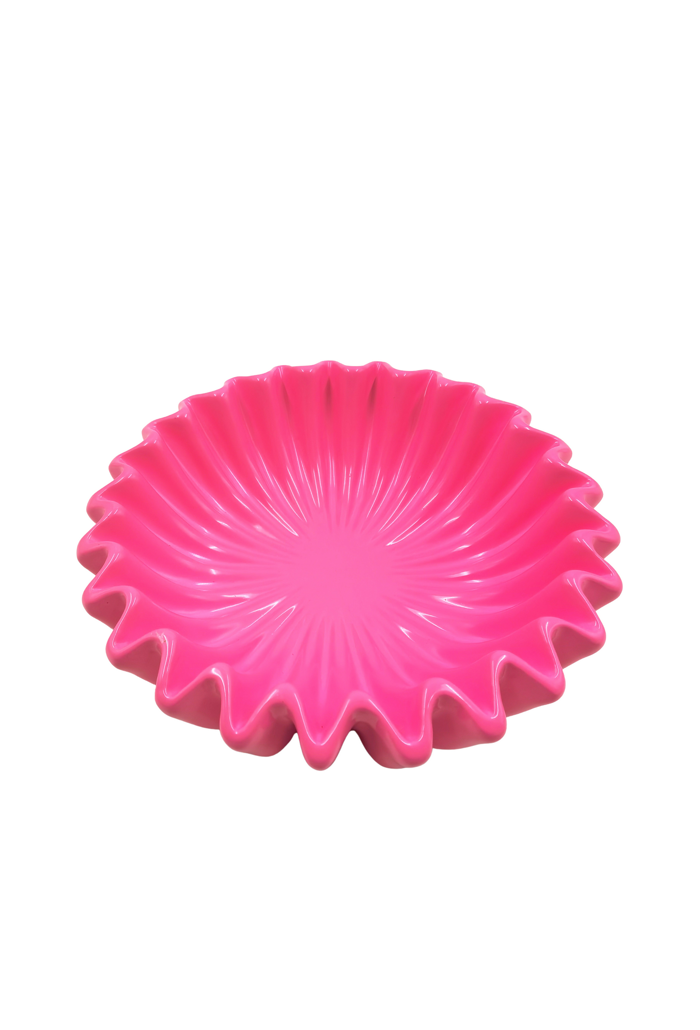 Bowls- Pleated Bowl - Ceramics- Neon Pink- 15x15x5cm