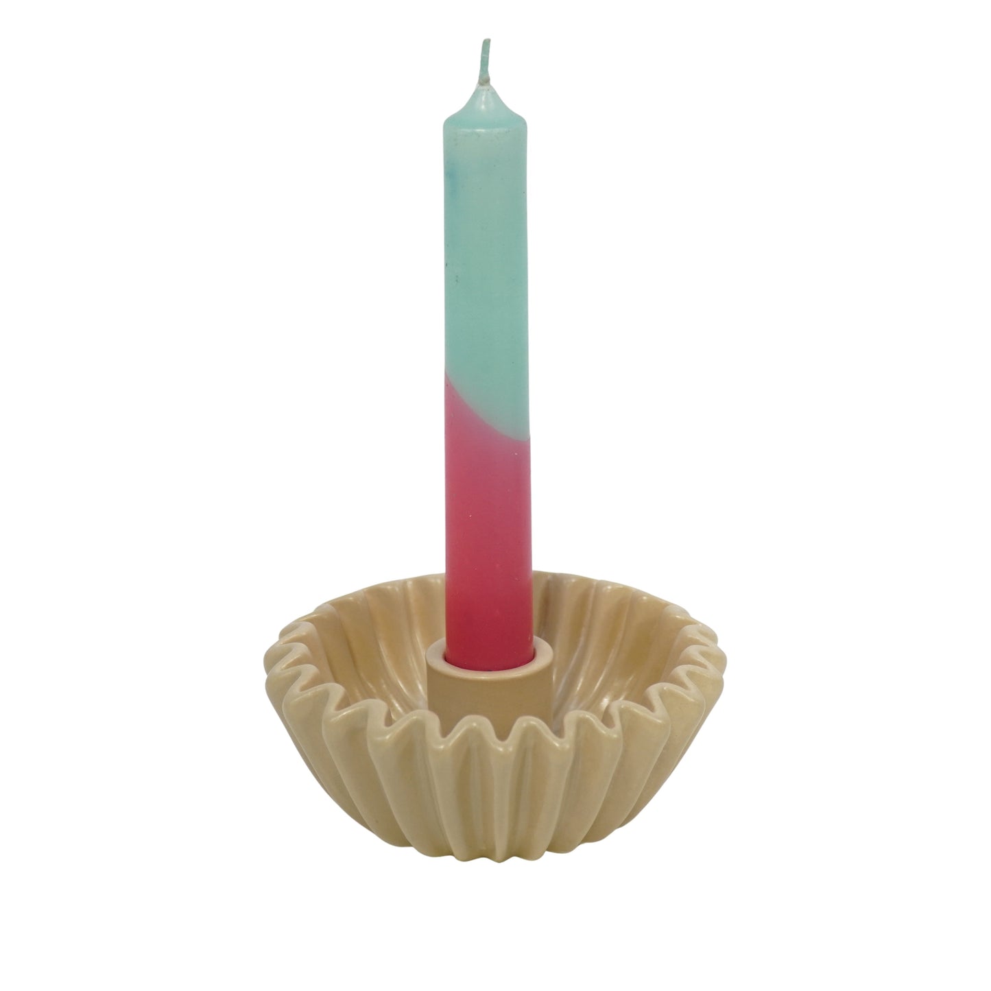 Candle holder - Pleated Bowl - Ceramics- Sand  12x12x5cm