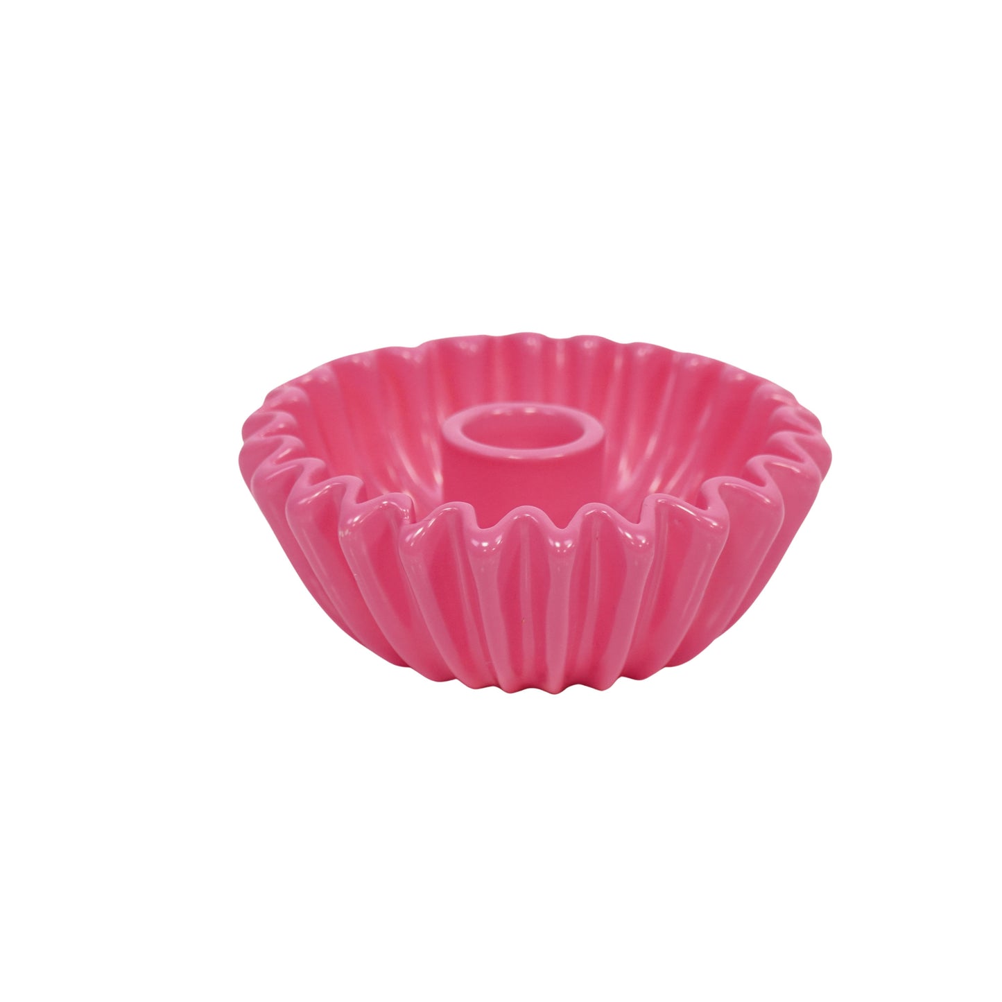 Candle holder -Pleated Bowl - Ceramics- Neon Pink- 12x12x5cm