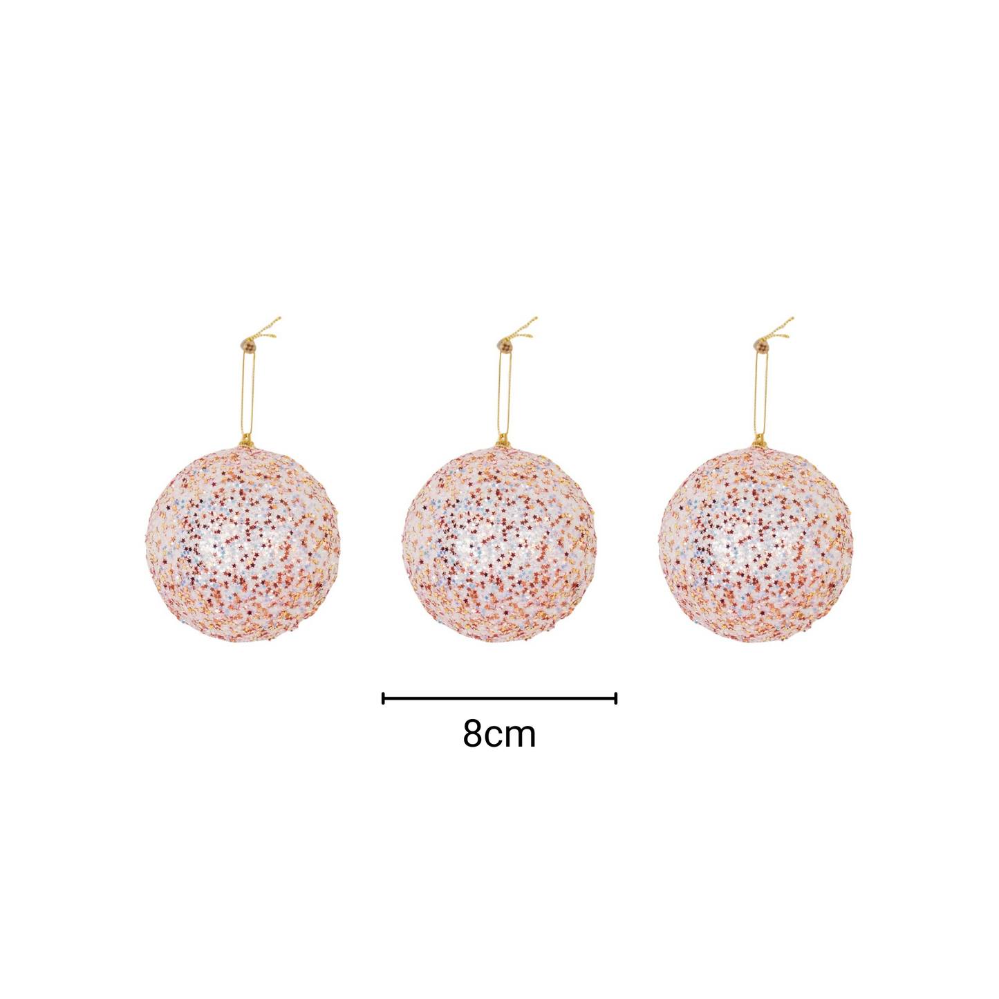 Xmas Hangers- Xmas Balls- Foam-Pink Glitter -S3- 8cm