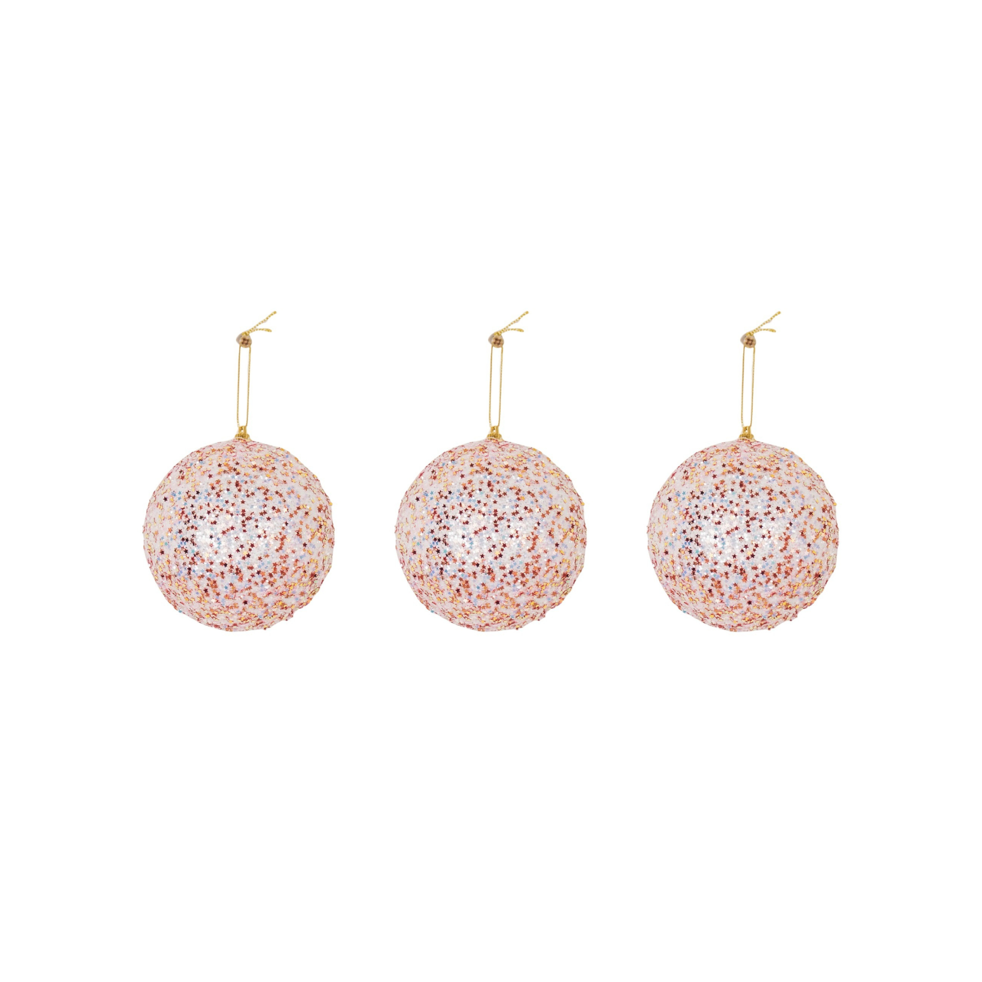 Xmas Hangers- Xmas Balls- Foam- Pink Glitter  -S3- 10cm