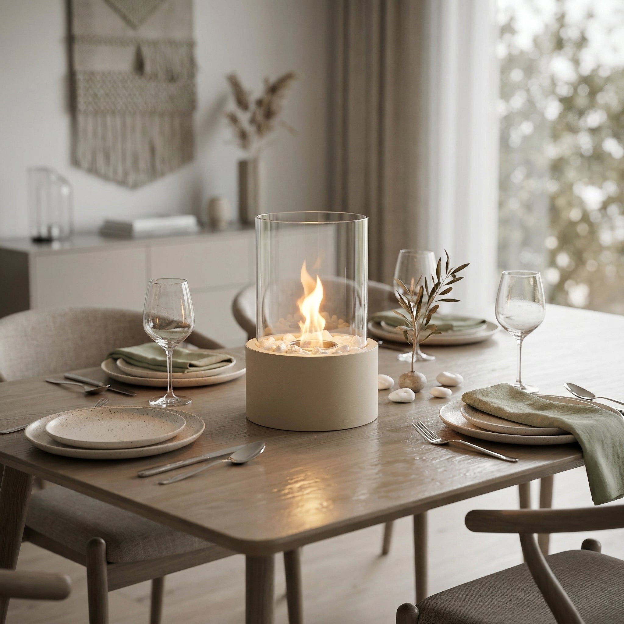 Table Fireplace - Round - Sand - 18x18x26,5cm
