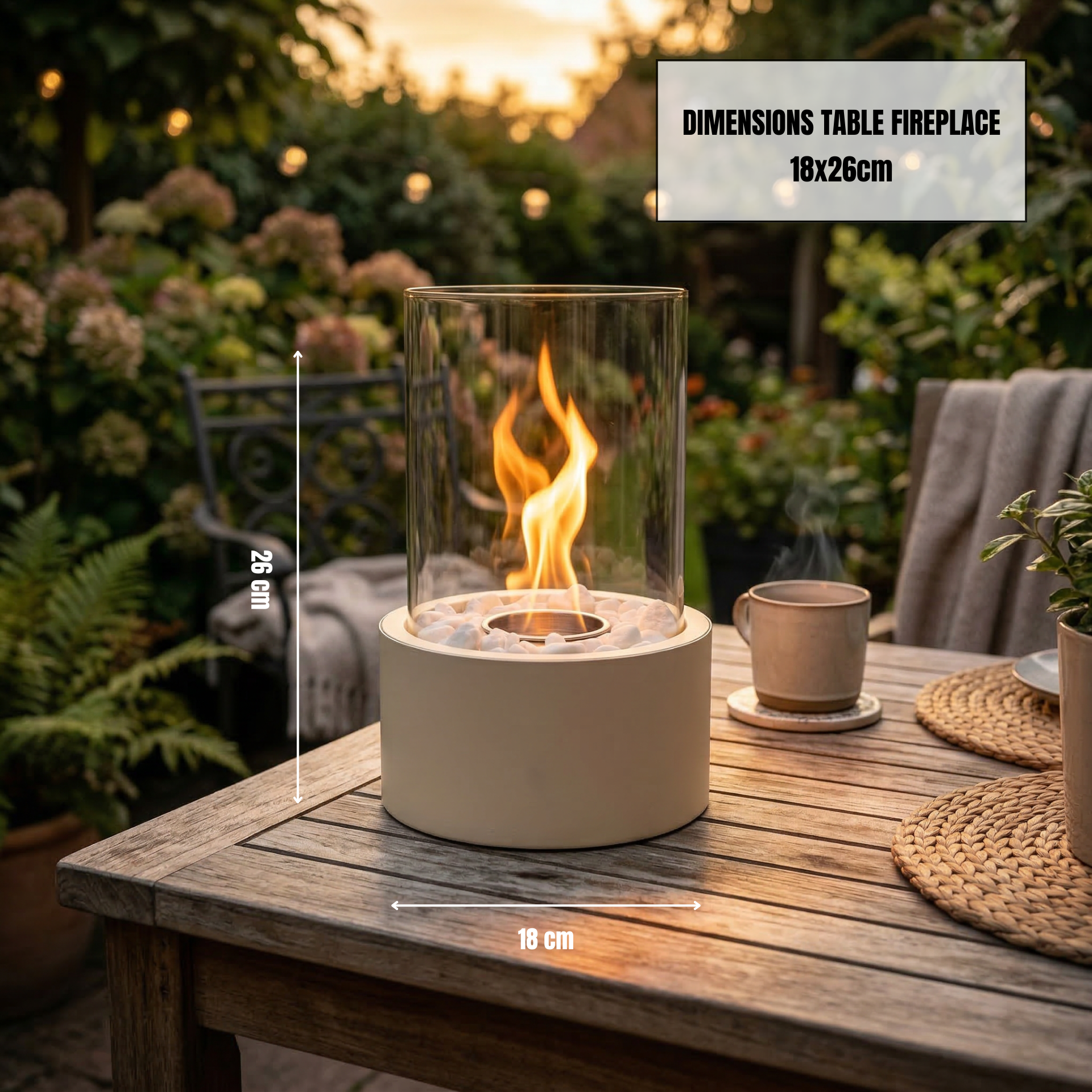 Table Fireplace - Round - Sand - 18x18x26,5cm