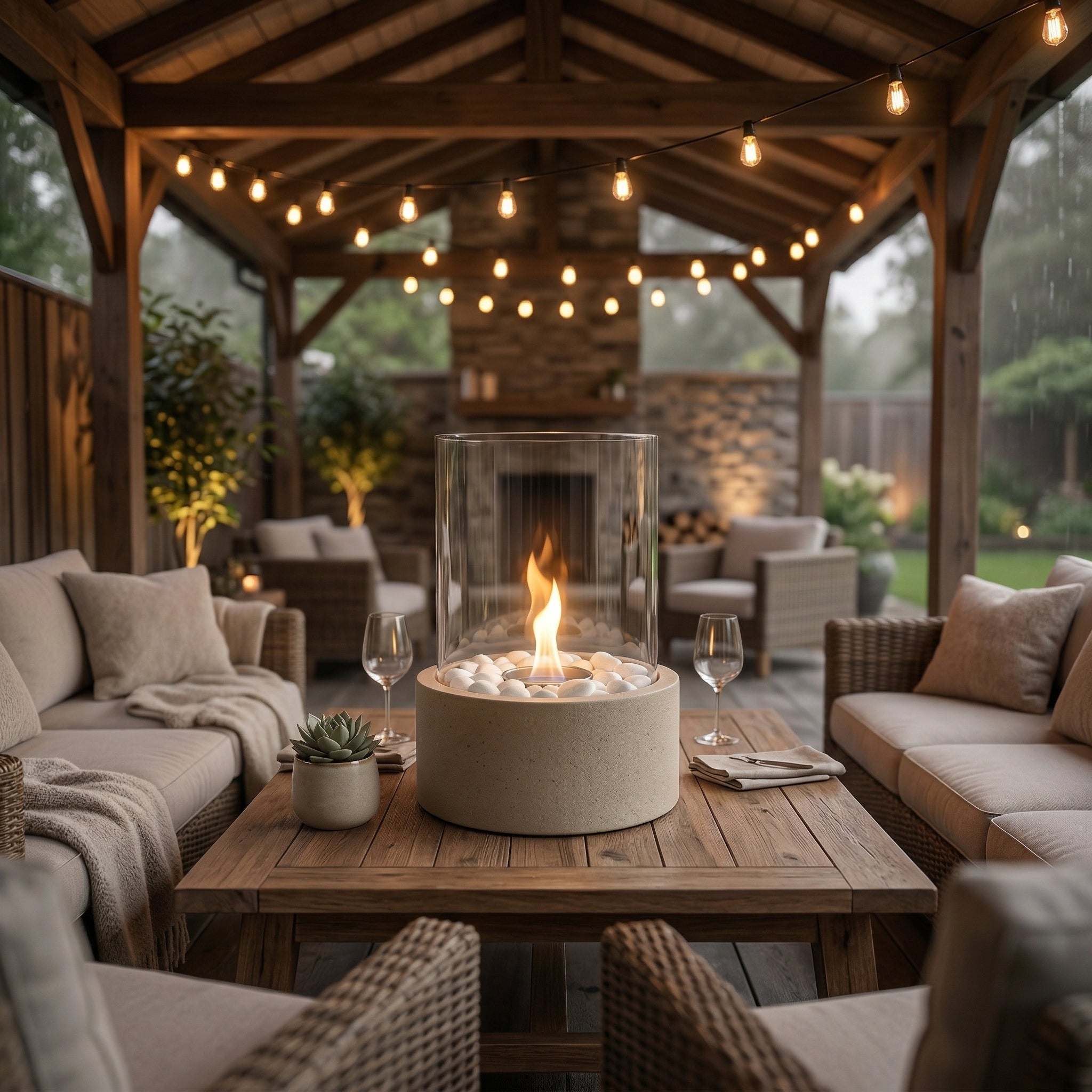 Table Fireplace - Round - Sand - 21x21x28cm