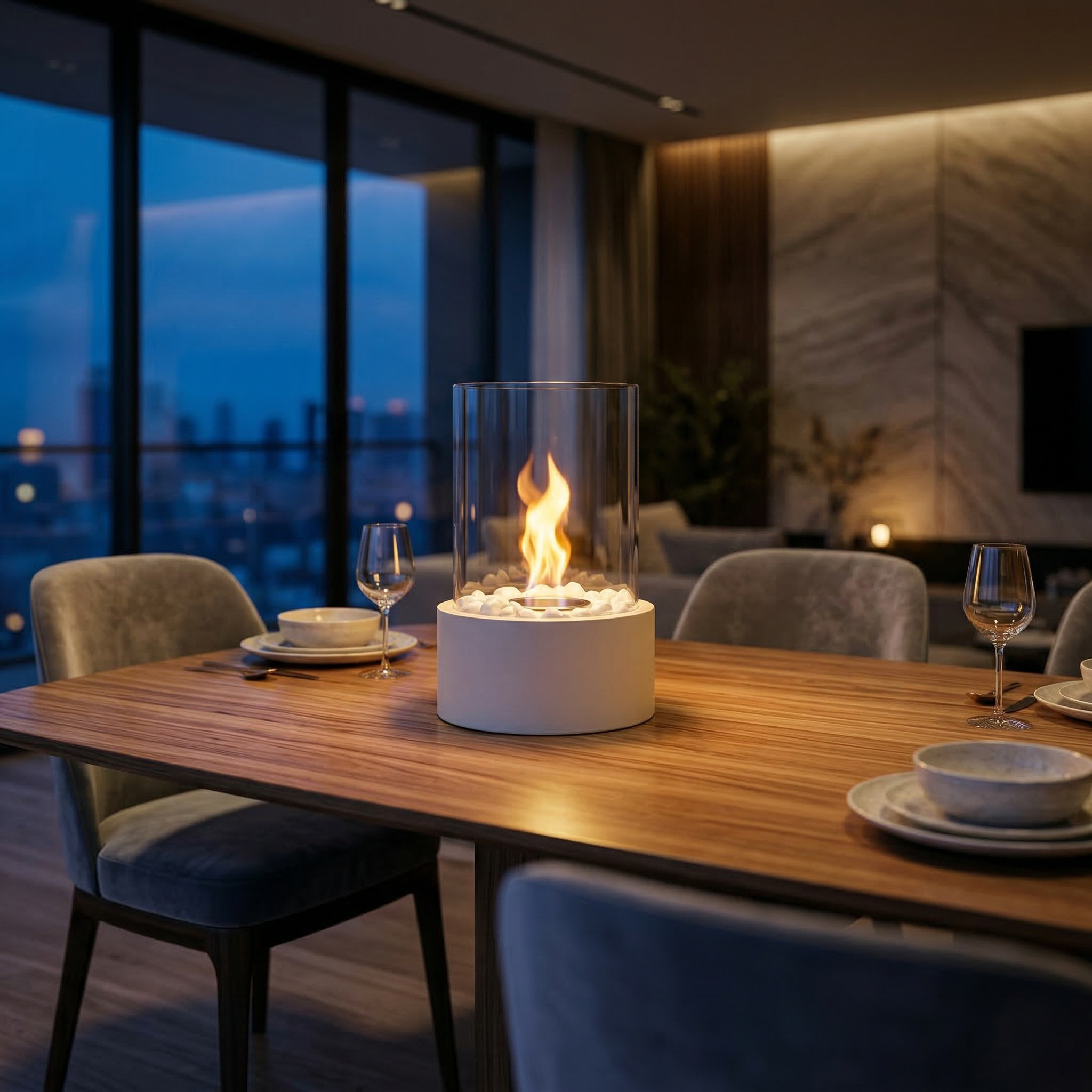 Table Fireplace - Round - Sand - 21x21x28cm