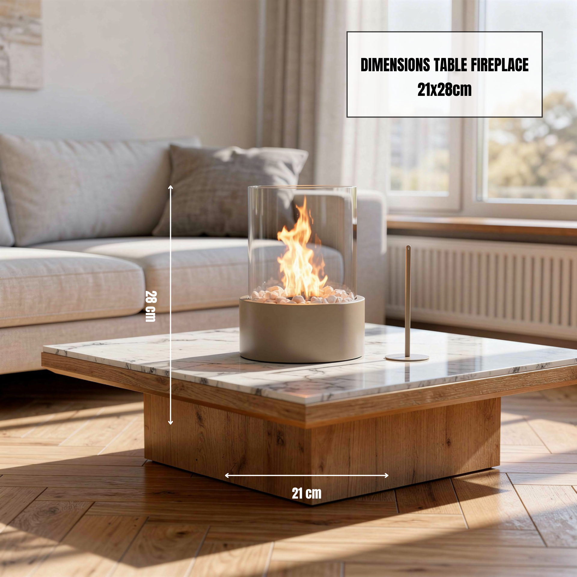 Table Fireplace - Round - Sand - 21x21x28cm