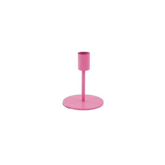 Candleholder - Basic - Metal - Neon Pink - 8x8x10cm