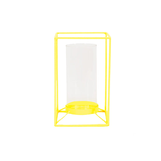 Lantern - Metal/Glass - Yellow - 14,5x14,5x25cm