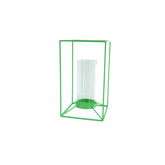 Lantern - Metal/Glass - Neon Green - 12,5x12,5x20cm
