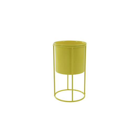 Pot- Plant Holder - Metal - Yellow - 11x11x19cm