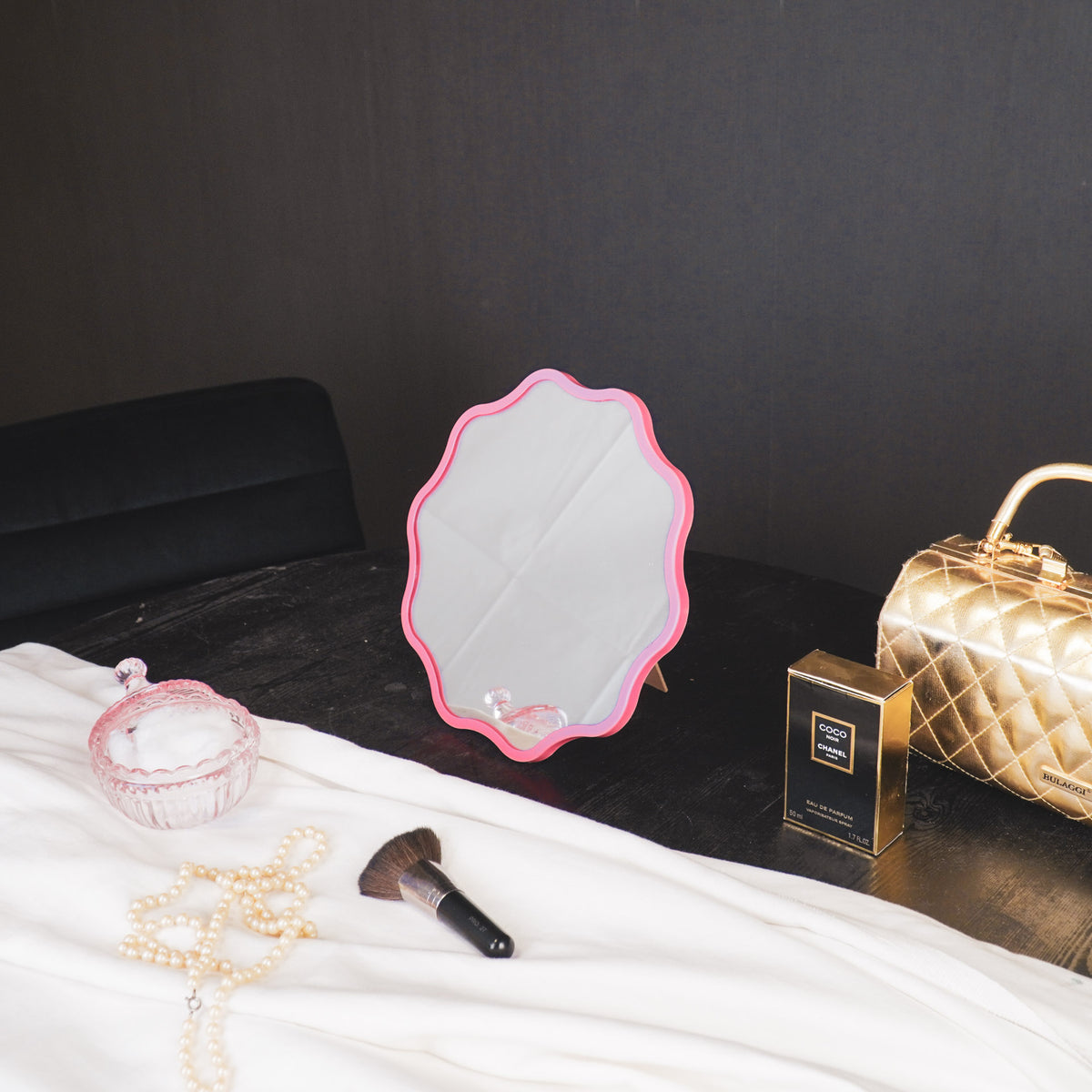 Make up Mirror - Round - Pink - 25x1x25cm