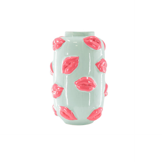 Vase - Kisses - Ceramics - Mint/Pink - 17x17x27cm