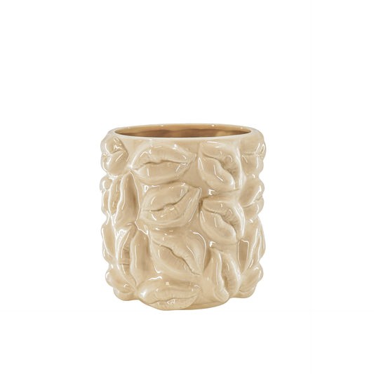 Pot - Kisses - Ceramics - Beige - 17,5x17,5x17,5cm