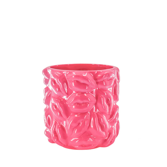 Pot - Kisses - Ceramics - Neon Pink - 17,5x17,5x17,5cm