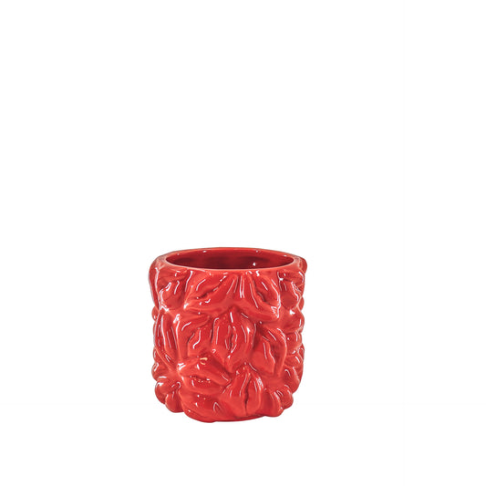 Pot - Kisses - Ceramics - Red - 11x11x11,5cm