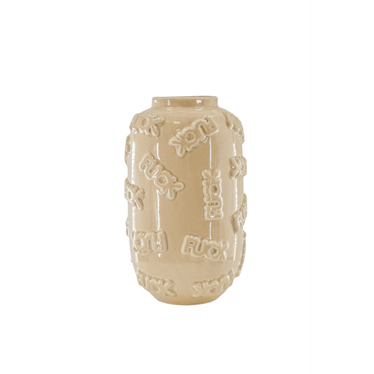 Vase - 'FUCK' - Ceramics - Beige  -  17x17x27cm