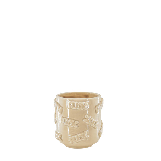 Pot - 'FUCK' - Ceramics - Beige  - 11x11x11,5cm