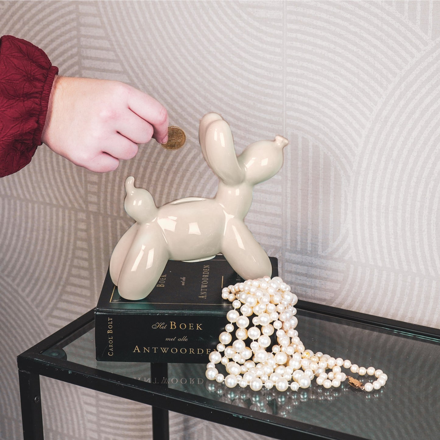 Ornament- Money Bank Balloon Dog- Ceramics- Sand-17x7x17cm