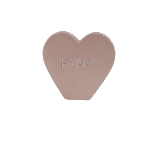 Ornament- Candy Heart 'HAPPY'- Light Pink- 20x4x18,5cm