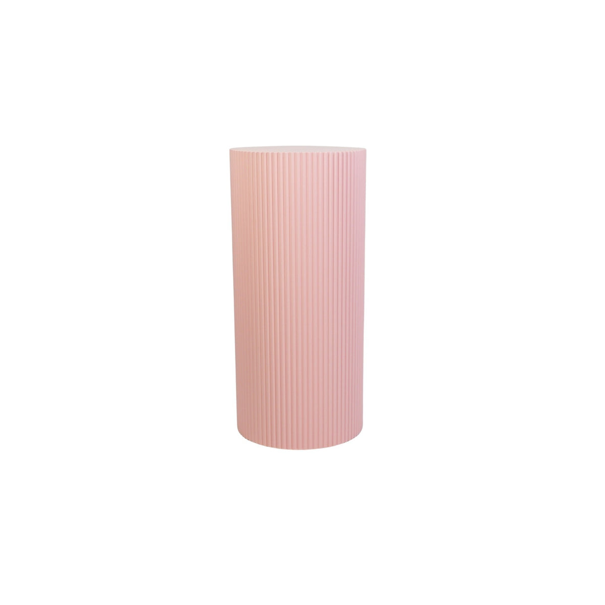 Round Side Table – Ribbed Cylinder Design – MDF – Light Pink – 30x65cm