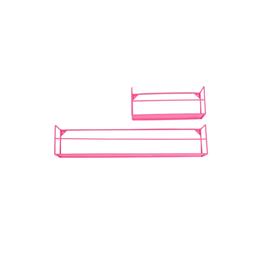 Wall Shelf - Metal - Neon Pink - Set of 2 - 40|80x14x16cm
