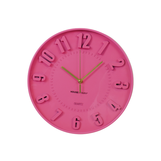 Clock- Wall Clock Numbers- Neon Pink -30x30x4cm