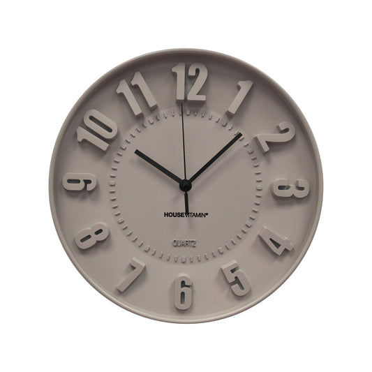 Clock- Wall Clock Numbers- Taupe -30x30x4cm